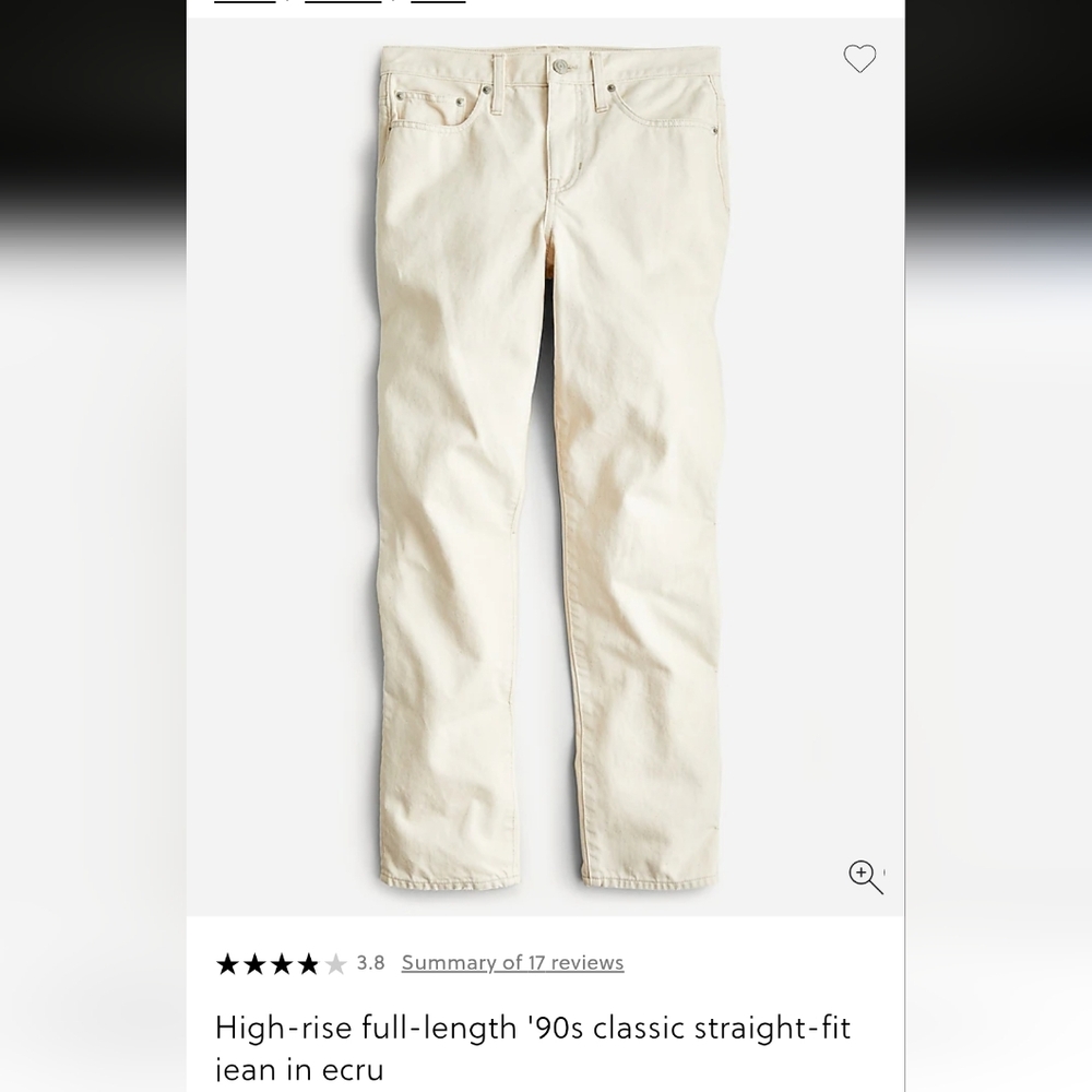 J. Crew classic straight jean in ecru